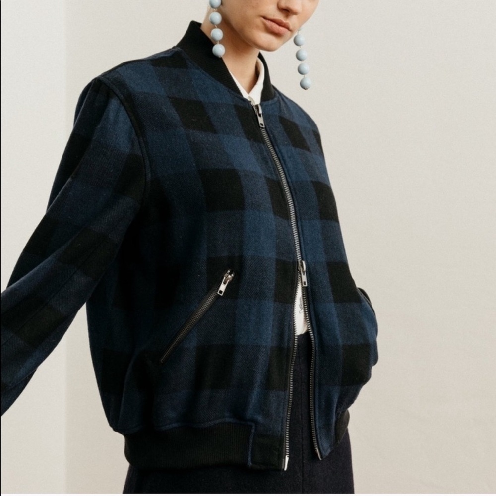 RAILS Bolton Buffalo Check Wool Bomber Wool Jacket Large Blue Black Streetwear
